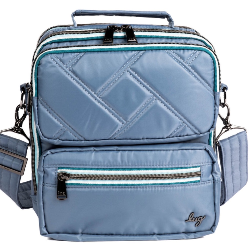Lug Crossbody Bag in Light Blue and Teal